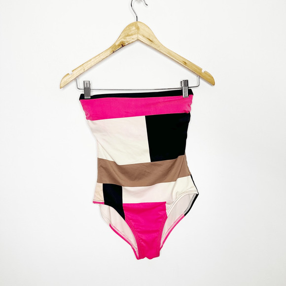 KATE SPADE NEW YORK Mykonos bandeau one piece swimsuit geometric NWOT womens XS - Picture 4 of 9
